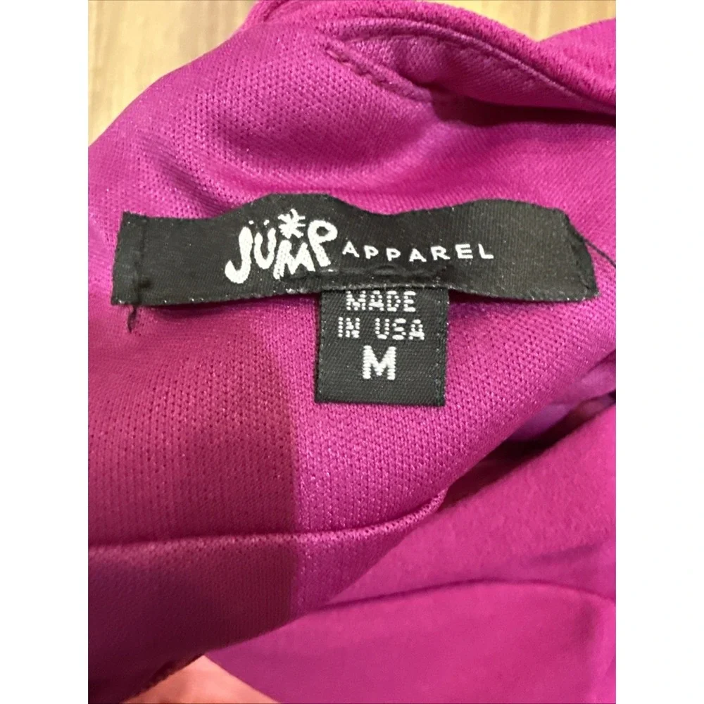 NWT $79 Jump Apparel Magenta V Neck Ruffle sleeveless Cocktail  Dress size M